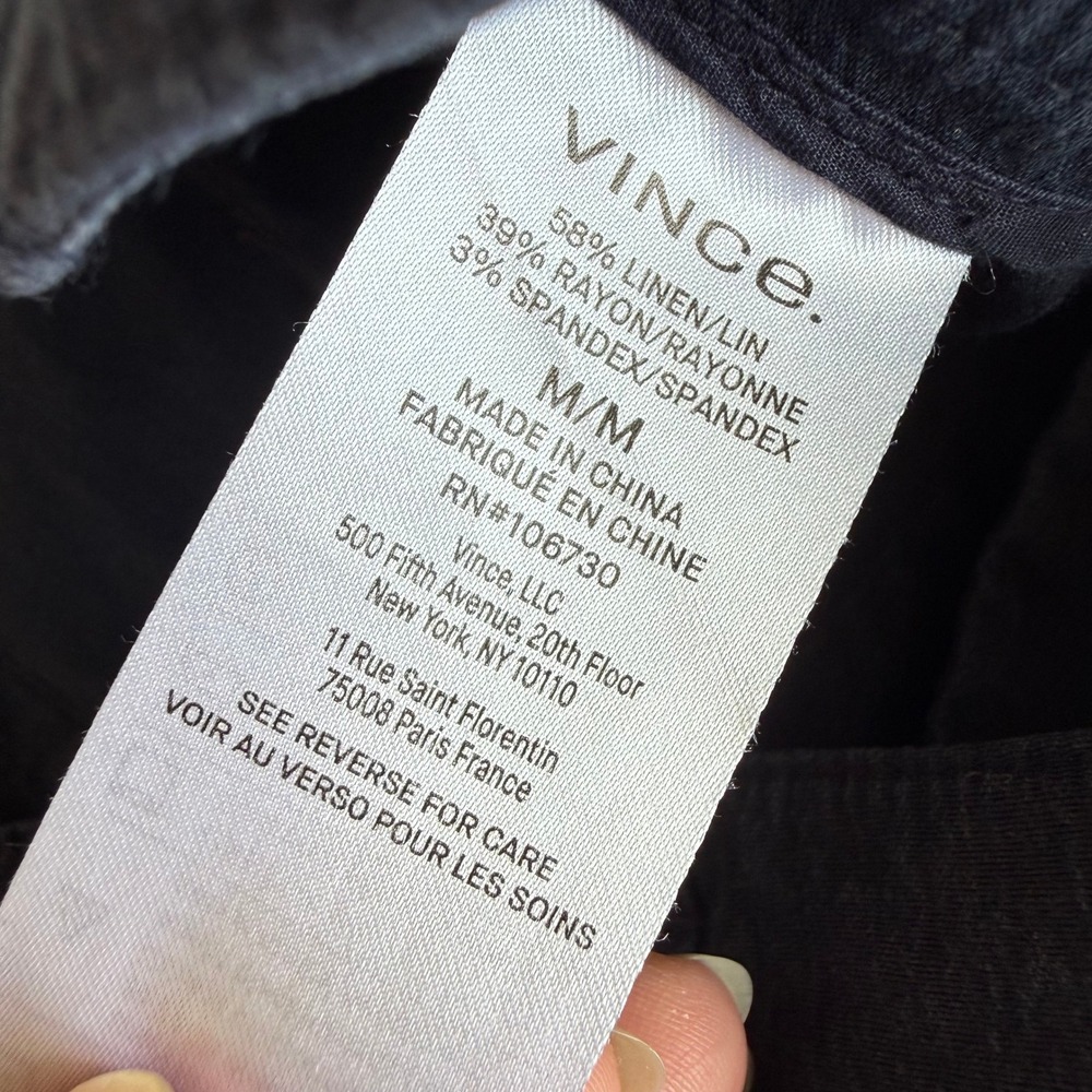 Vince Womens Navy Blue Linen Blend Cargo Pants Elastic Waist Straight Leg Size M - Picture 6 of 7